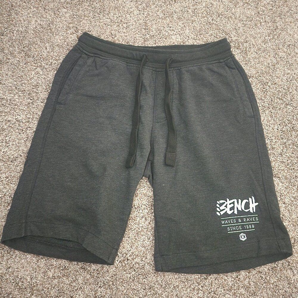 Bench Men's Logo Sweat Shorts Draw String Gray NWT